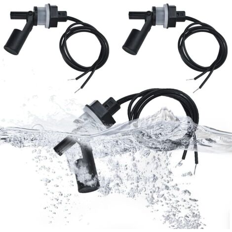 Lot de 3 capteurs de niveau d'eau – Interrupteur à flotteur vertical – Résistant à la corrosion – Pour aquariums et culture hydroponique – Rhafayre