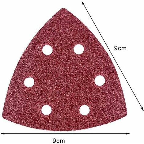 AIDUCHO Lot de 72 triangles abrasifs delta - 6 trous - 90 x 90 x 90 mm - grains 40/60/80/120/180/240 - triangle de poncage pour ponçage et polissage