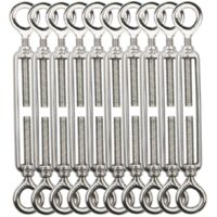 AIDUCHO Tendeur Fil De Fer,M5 Tendeurs De Fil,Tendeur De Cable Crochet Et Crochet,Tendeurs De Cable En Acier Inoxydable 304,Utilisé Pour Cordes À Linge,Suspendre,Cable De Garde Corps -10 Pièces OO