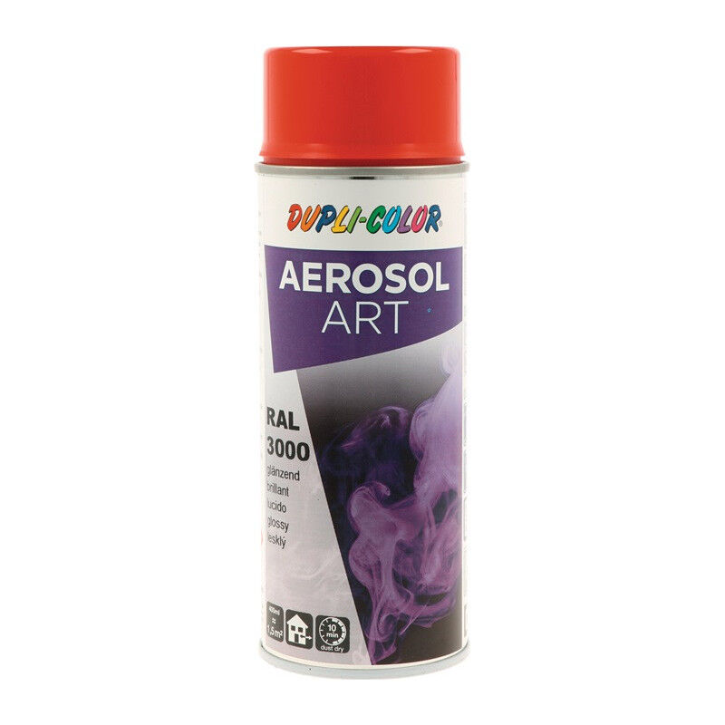 Bombe de peinture de couleur AEROSOL Art rouge pompier brillant RAL 3000 400 ml (Par 6)