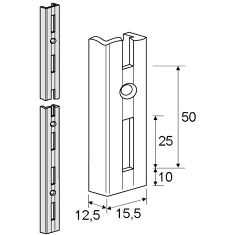 Paroi L.500mm noir ma STA simple rangée de trous ELEMENT SYSTEM