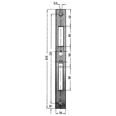 Plaque pour porte en acier galvanisé brillant 24 x 245 x 2 mm – Gâche 0129-03-24 compatible séries 28, 49, 59 PZW – KFV