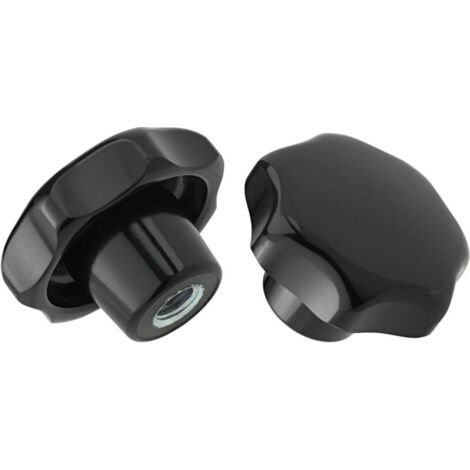 Bouton étoile M8x35mm à Goujon Mâle – PP Noir, Noyau Acier Zingué