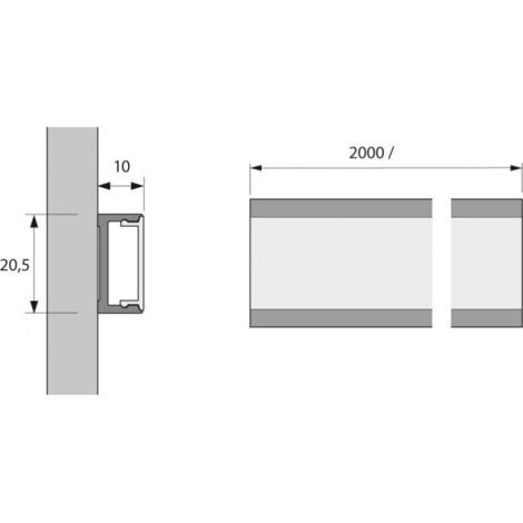 Profil encastré en aluminium D clair L 2000 mm, Profil