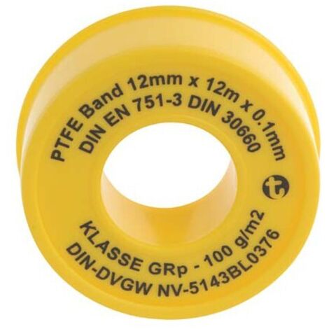 GEKA rouleaux de ruban d'étanchéité en PTFE 12 mx12 mmx0,1 mm (1/6)