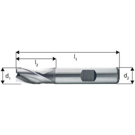 Fraise à rainurer extra courte, type N, en acier à coupe rapide à 8% de cobalt, sans revêtement, Ø d1 - e8 : 5,0 mm, Long. totale l1 52 mm (1/5)