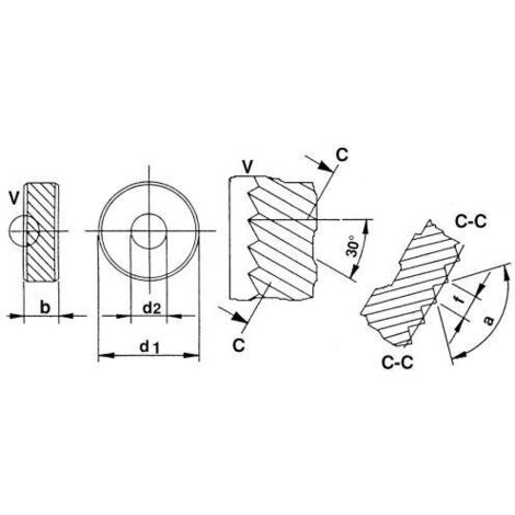 Roue moletée PM BR 45Grad 20x8x6 G7 P1.5 avec chanfrein QUICK (1/5)