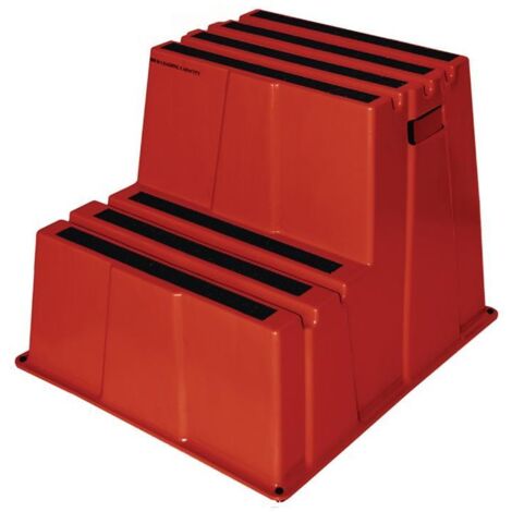 Escabeau robuste, 2 marches, hauteur de plateforme 500 mm, rouge cuivré (1/3)