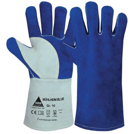 Gant de soudeur Bleu taille 12 bleu/gris cuir fleur de vachette refendu (Par 6) (1/4)
