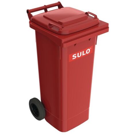 Bac à ordures 80 l HDPE rouge mobile selon EN 840 SULO