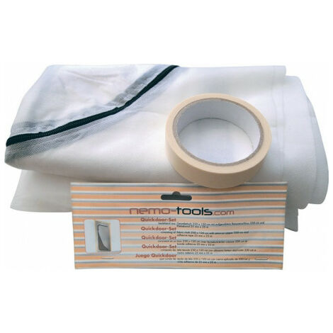 Porte anti-poussière 1 tissu/1 rouleau de ruban adhésif tissu 2,3 x 1,2  m/bande 25 m x 25 mm QUICKDOOR