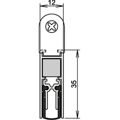 Joint de porte Doppeldicht® M-12/35 1-393 2-s.L.1208mm aluminium, anodisé argent ATHMER (1/2)