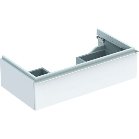 Meuble bas pour lavabo Geberit iCon,avec un tiroir: Largeur 89cm, Hauteur 24cm, Profondeur 47.7cm, Blanc / Laqué ultra-brillant (1/4)