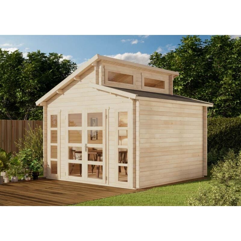 Chalet en bois habitable isolé 90 mm double vitrage toit plat 15 m² - Décor  et Jardin