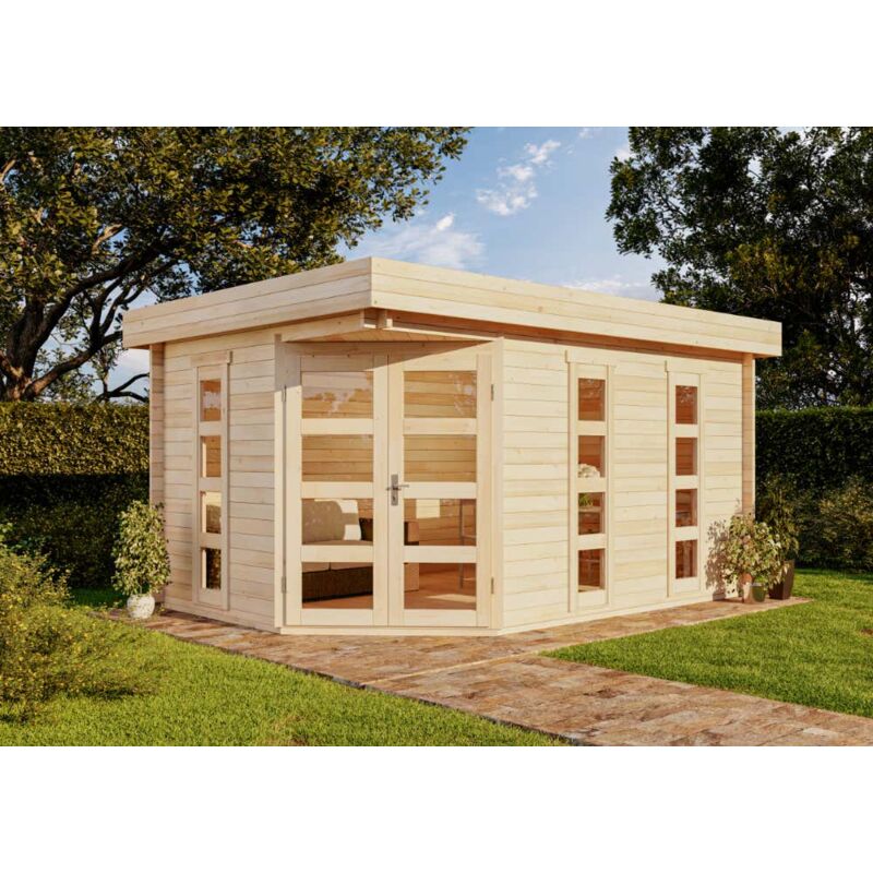 Abri de jardin 6,62m² métal aspect bois + kit d'ancrage - X-METAL