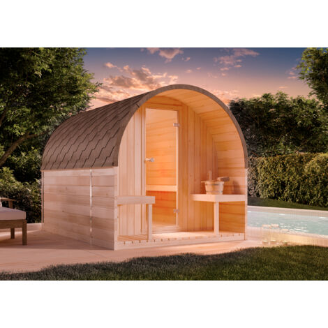 Sauna design FinnTherm ScandiPod Premium Naturel , 42 mm Épaisseur de paroi 204 x 286 cm (1/5)