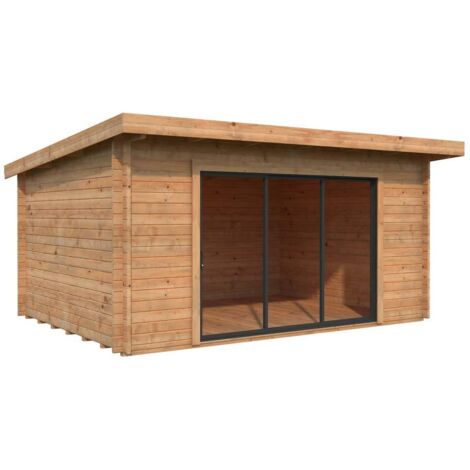 Abri de jardin Palmako Lea A Marron Imprégné, 44 mm Épaisseur paroi 494 x 402 cm (1/5)