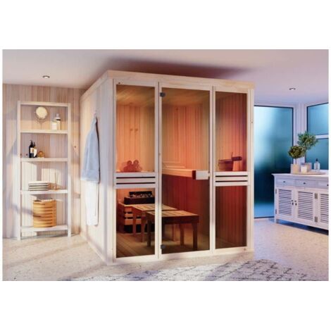Sauna intérieur FinnTherm Karina Naturel , 72 mm Épaisseur de paroi 175 x 194 cm (1/4)