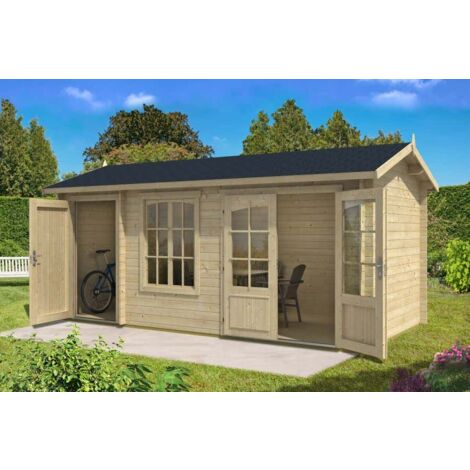 Alpholz – Abri de jardin bois naturel 540 x 280 cm – Épaisseur des murs 28 mm – Double porte 160 x 185 cm – Volume 28 m³ (1/5)