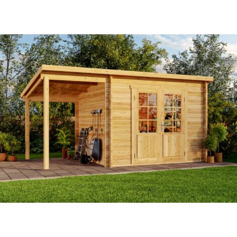 Abri de jardin Maria toit en pente Pinie Imprégné, 28 mm Épaisseur paroi 450 x 275 cm (1/5)