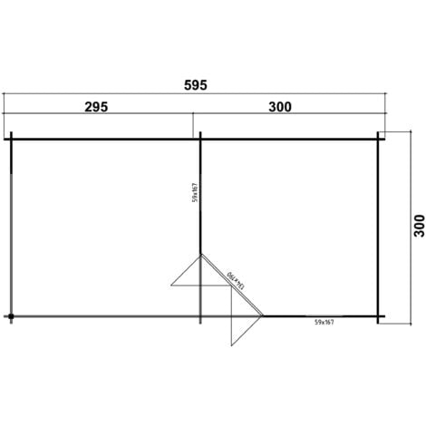 Koop het 5-hoekig Tuinhuis Liwa-28 met overdekt Terras &amp hoge kwaliteit gelijmd hout dubbele deur +++ Bestel nu bij de specialist Naturel , 28 mm Épaisseur paroi 613,5 x 316,7 cm