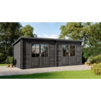 Abri de jardin Maria Twin Gris Imprégné, 40 mm Épaisseur paroi 601 x 275 cm