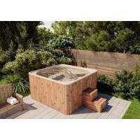 Bain à remous Riga Édition Spa Série E – 6 personnes – Forme carrée – 8 jets de massage – Poêle électrique 9 kW – Dimensions 220 x 220 x 115 cm – Finntherm