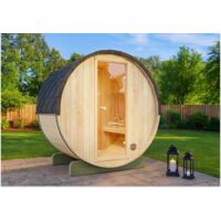 Sauna tonneau Finntherm Mini XXS Naturel Bois thermique, 42 mm Épaisseur de paroi 199 x 130 cm
