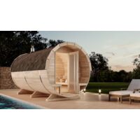 Sauna tonneau FinnTherm Charlotte Naturel , 42 mm Épaisseur de paroi 215 x 400 cm