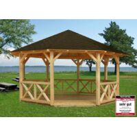 Kiosque de jardin 18m² en épicéa nordique – Toit en bois massif – Hauteur totale 346 cm – Montage simplifié – Palmako