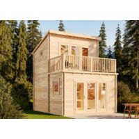 Carlsson – Chalet de jardin en bois naturel 44 mm – Dimensions 400 x 500 cm – 2 portes lamellées – Verre isolant pour fenêtres – Abri de jardin durable