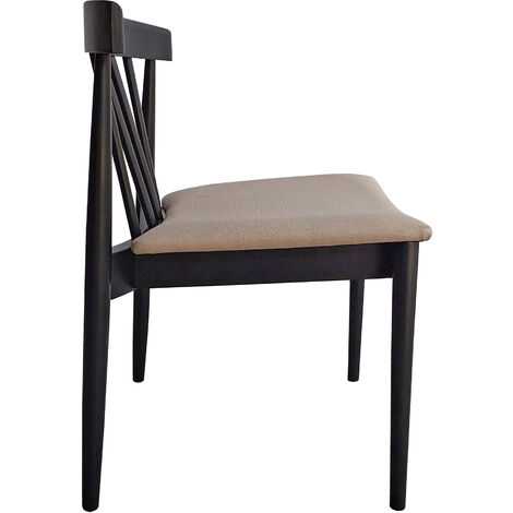 Goran Dining Chair - Black Frame Beige seat