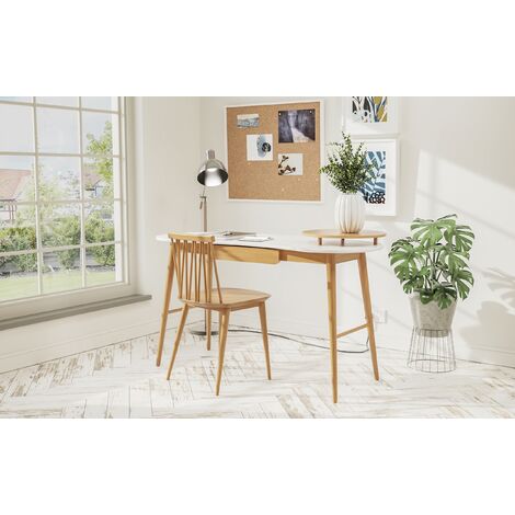 White top desk on sale with wooden legs