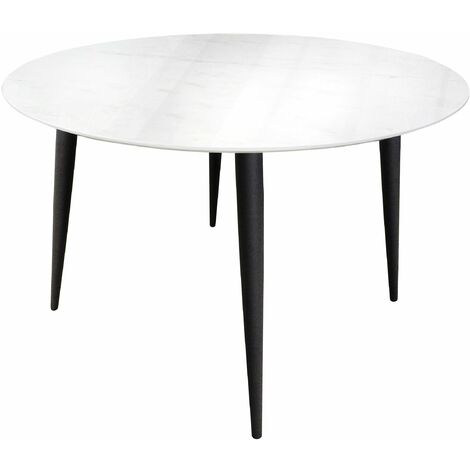 Marble-look Monochrome Milano Round Dining Table, W120xD120xH75 cm