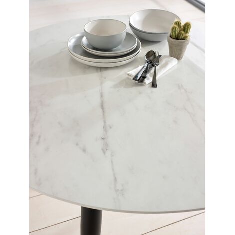 Round Dining Table ⌀ 90 cm Marble Effect Black BOCA 