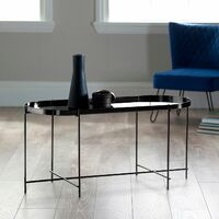 Black Oakland Oblong Coffee Table with mirrored table-top, W100xD45xH48 cm - Black