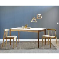 White and Wooden Thisted Extendable Dining Table with seating capacity of 8, W120/160 x D90 x H75 cm - White and Brown