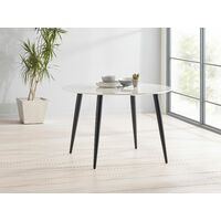 Marble-look Monochrome Milano Round Dining Table, W120xD120xH75 cm - Faux-marble and Black