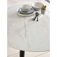 Marble-look Monochrome Milano Round Dining Table, W120xD120xH75 cm - Faux-marble and Black