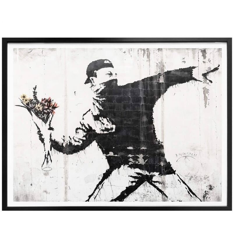 Banksy Poster Graffiti Images Le lanceur de fleurs 60x50cm Décor mural  chambre d'enfant