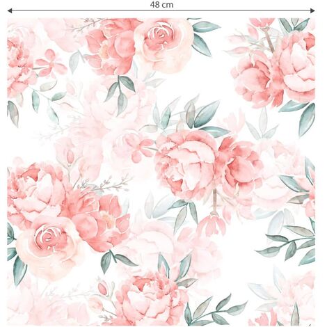 Papier peint intissé motifs délicats aquarelle rose fleurs nature fleurs 0,48 m x 5,28 m