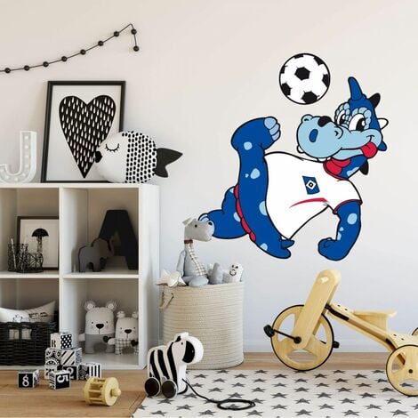 Fútbol pegatinas de pared HSV Hamburger SV mascotas Hermann Drache Motiv  Azul Mural autoadhesiva 20x22cm