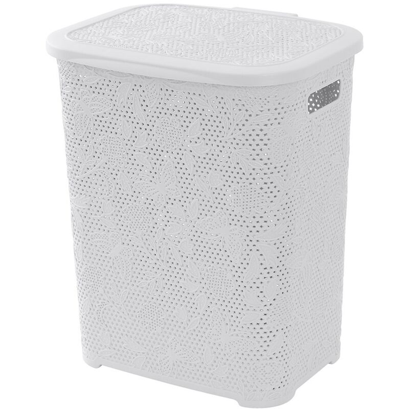 SAMMART Cesto Portabiancheria Pieghevole Pop-up 42L In Plastica, Bianco/Grigio – Salvaspazio
