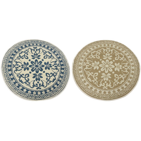 TAPPETO ARA D.150CM BEIGE / BLU PER ESTERNO IN PP.