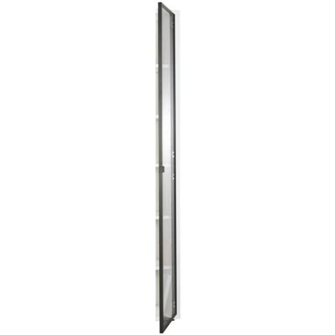 ANTA IN VETRO CON TELAIO IN ALLUMINIO NERO PER LIBRERIA SERIE DAVINCI CM.37,5X209,5H. (1/5)
