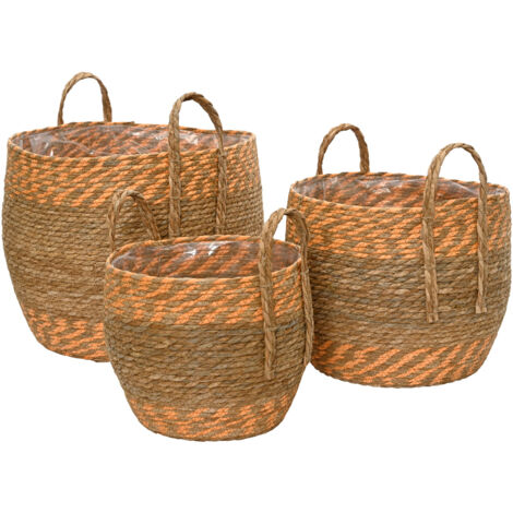 CESTA MEDIA D.32XH28CM IN RATTAN CON MANICO. (1/2)
