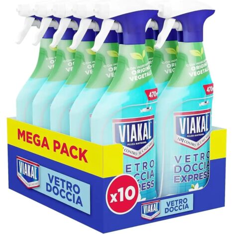 Viakal Vetro Doccia Express 470ml x10 –Mega Pack Pulizia Rapida Senza Risciacquo