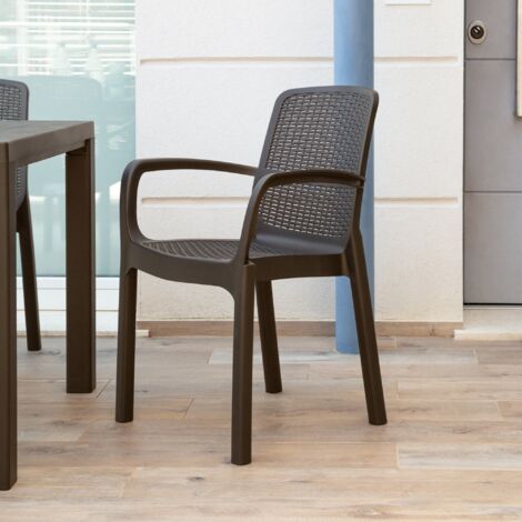 SEDIA NUMANA 58X57XH84CM MARRONE EFFETTO RATTAN (1/2)