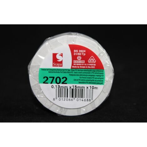 Scapa NASTRO ISOLANTE AUTOESTINGUENTE mm. 15x10 mt col. Bianco Scapa 10 RT
