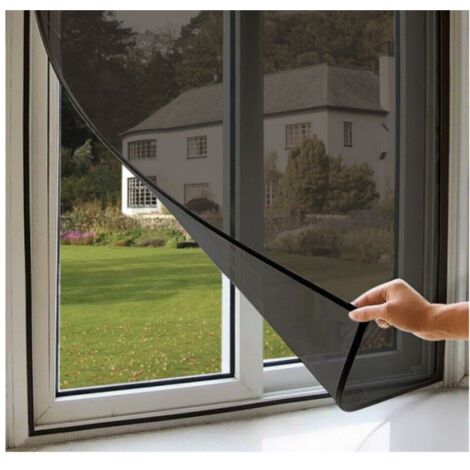 Zanzariera a strappo biadesivo per finestra finestre nera 150x180 con nastro